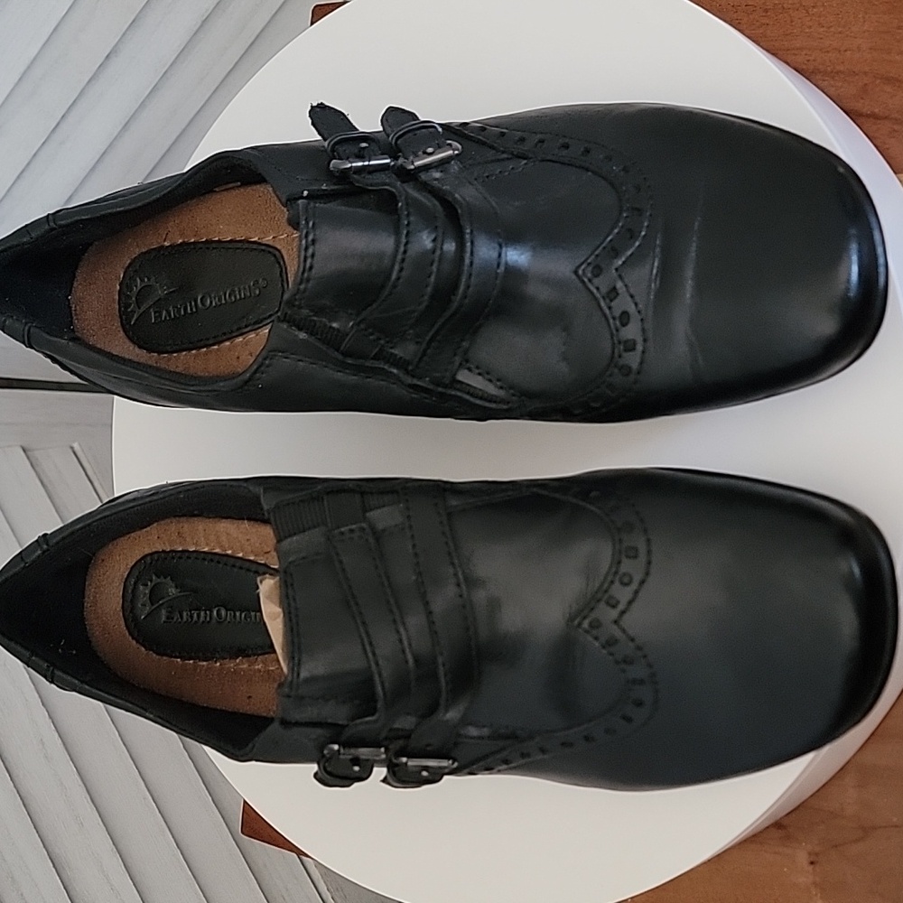 Earth Origins Women's Black Leather Non-slip Loafers Size 10M